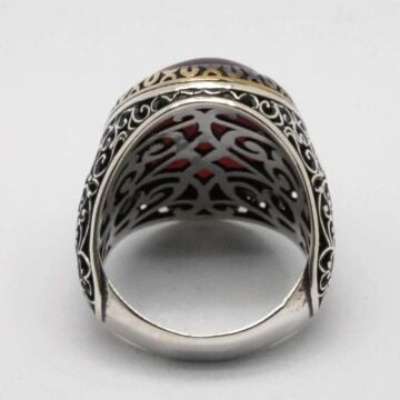 Oval Akik Taşlı 925 Ayar Gümüş Erkek Yüzük