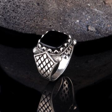 925 AYAR GÜMÜŞ ONIXY TAŞLI MODEL YÜZÜK