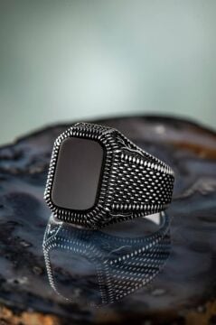 925 Ayar Gümüş Siyah Oniks Taşlı Yüzük