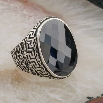 925 Ayar Gümüş Siyah Zirkon Taşlı Erkek Yüzük Model 5