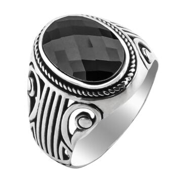 Siyah Zirkon Taşlı 925 Ayar Gümüş Yüzük