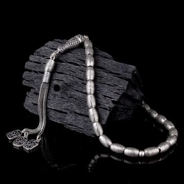 925 Ayar Gümüş Arpa Kesim Fizyon Tesbih Model 8