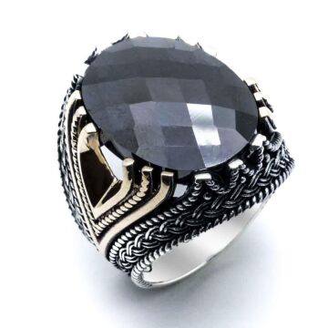 925 Ayar Gümüş Siyah Zirkon Taşlı Yüzük