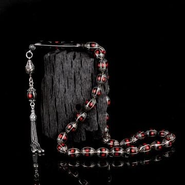 ARPA KESİM ERZURUM OLTU TAŞI TESBİH 925 AYAR GÜMÜŞ PÜSKÜLLÜ