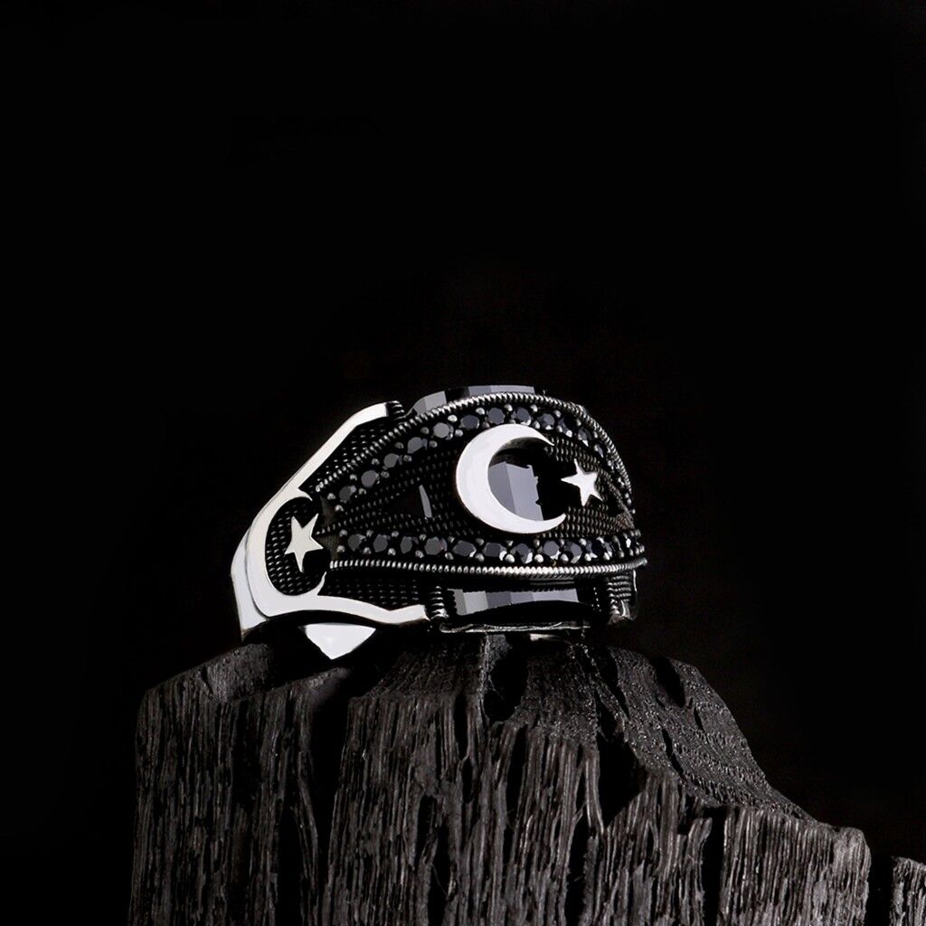 925 Ayar Mikro Taşlı Ayyıldız Model Yüzük