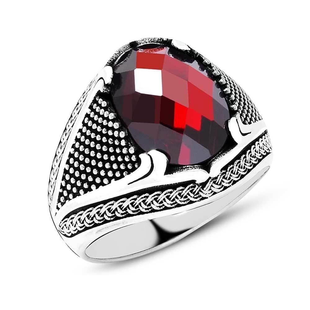 925 Ayar Gümüş Zirkon Taşlı Erkek Yüzük Model-8