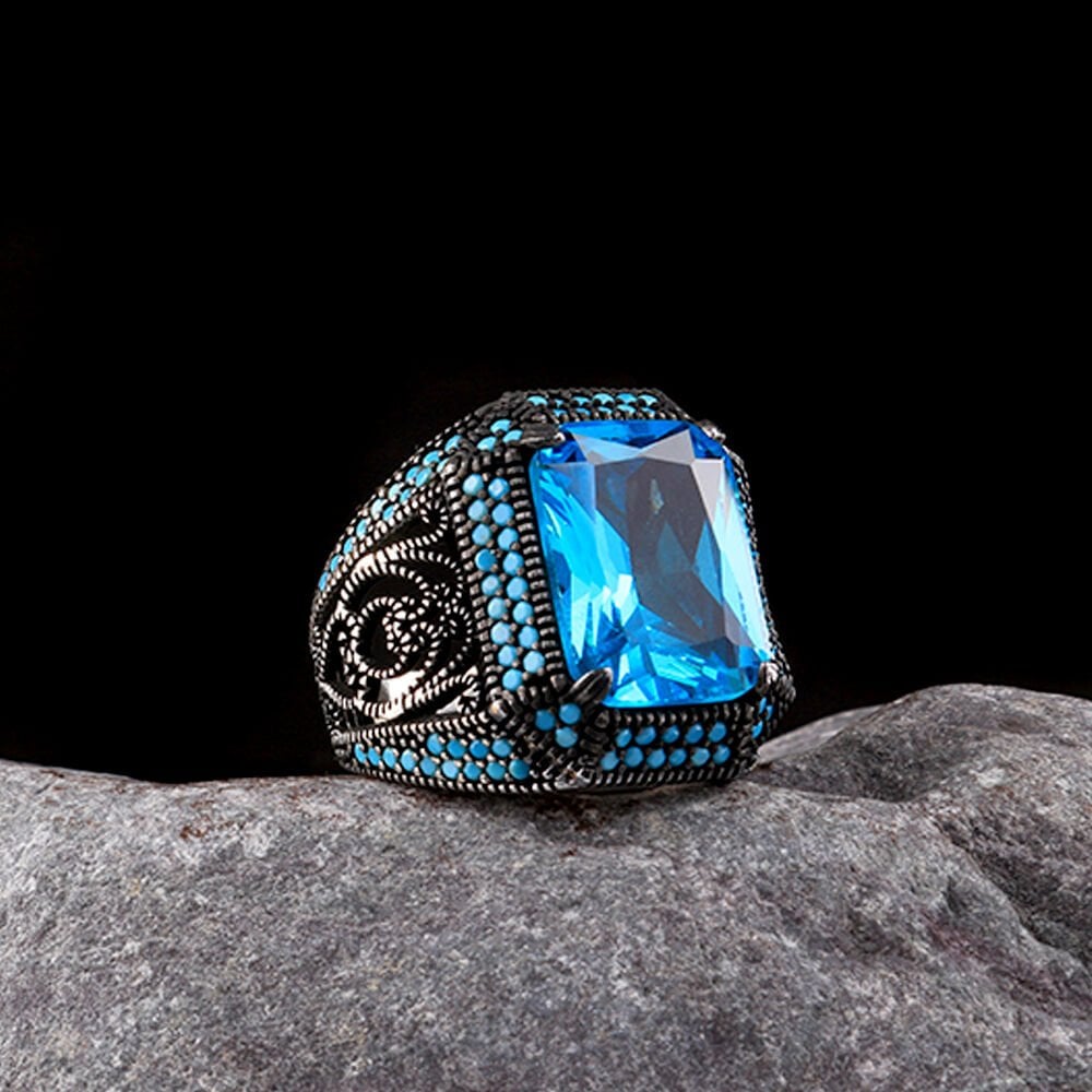 925 AYAR GÜMÜŞ AQUA TAŞLI YÜZÜK