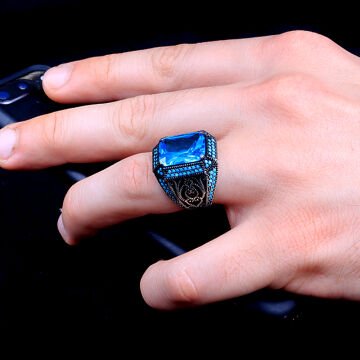 925 AYAR GÜMÜŞ AQUA TAŞLI YÜZÜK