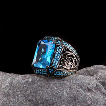 925 AYAR GÜMÜŞ AQUA TAŞLI YÜZÜK