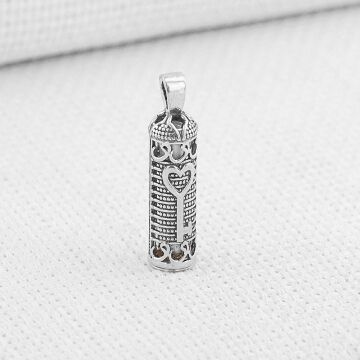 Cevşeni Kebir Dua Yazılı Kalp ve Vav Detaylı 925 Ayar Gümüş Cevşen Kolye Ucu