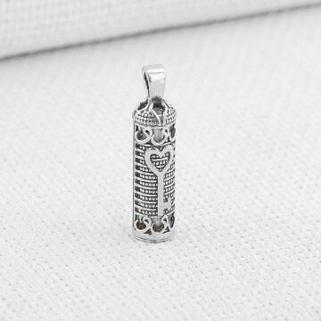 Cevşeni Kebir Dua Yazılı Kalp ve Vav Detaylı 925 Ayar Gümüş Cevşen Kolye Ucu