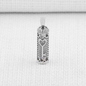 Cevşeni Kebir Dua Yazılı Kalp ve Vav Detaylı 925 Ayar Gümüş Cevşen Kolye Ucu