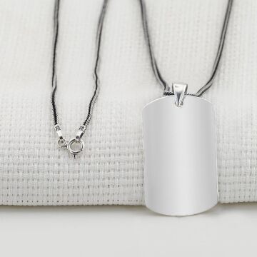 Asker Künyesi Erkek Gümüş Kolye