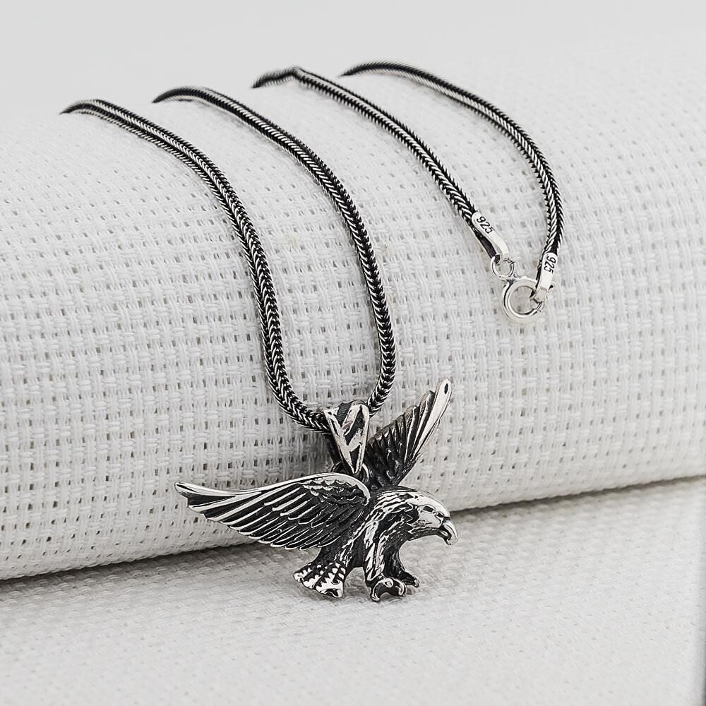 Kartal Tasarımlı Kalın Zincirli 925 Ayar Gümüş Kolye