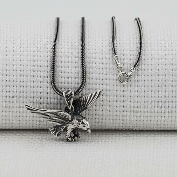 Kartal Tasarımlı Kalın Zincirli 925 Ayar Gümüş Kolye