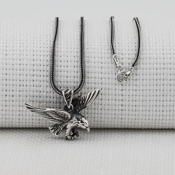 Kartal Tasarımlı Kalın Zincirli 925 Ayar Gümüş Kolye