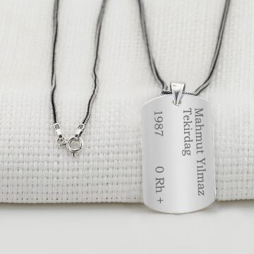 İsim Yazılabilir Asker Künyesi Erkek Gümüş Kolye