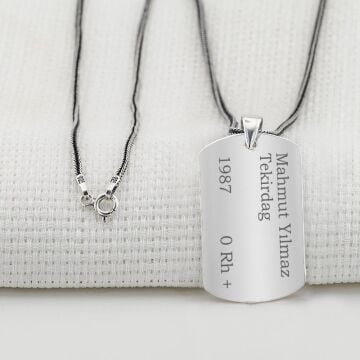 İsim Yazılabilir Asker Künyesi Erkek Gümüş Kolye