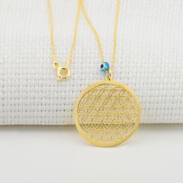 Yaşam Çiçeği Nazarlı Bayan Gümüş Kolye