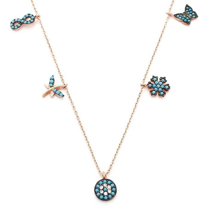 925 Ayar Gümüş Sonsuzluk Kartanesi Kelebek Motifli Kolye