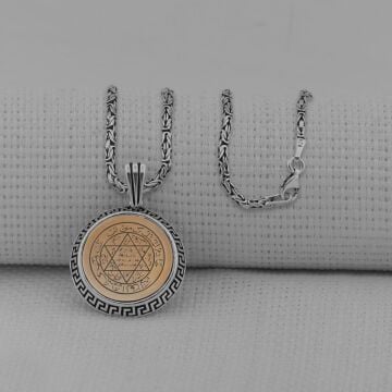 Mührü Süleyman Yuvarlak 925 Ayar Gümüş Erkek Kolye