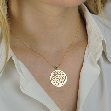 Yaşam Çiçeği Nazarlı Bayan Gümüş Kolye