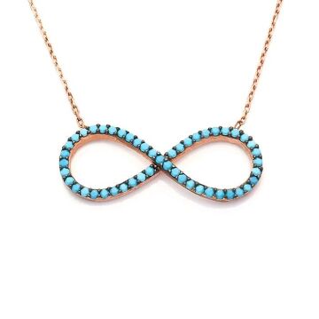 Turkuaz Nano Taşlı Sonsuzluk Model Gümüş Kolye