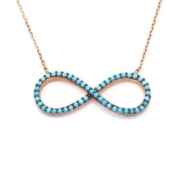 Turkuaz Nano Taşlı Sonsuzluk Model Gümüş Kolye