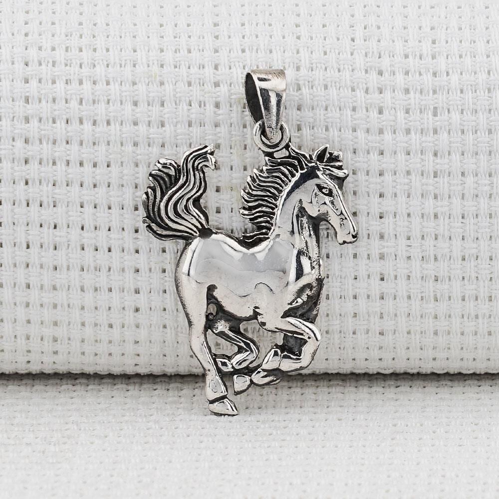 Asil At Tasarımlı 925 Ayar Gümüş Kolye Ucu