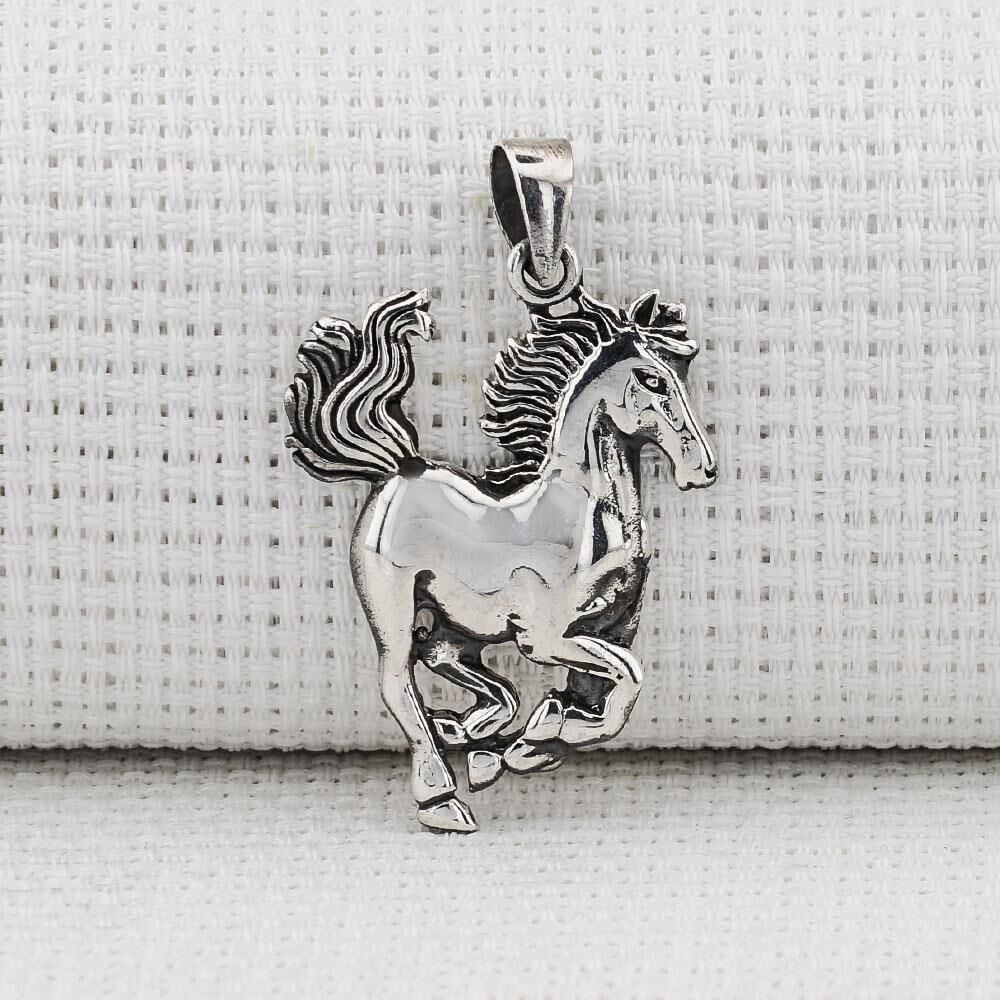 Asil At Tasarımlı 925 Ayar Gümüş Kolye Ucu