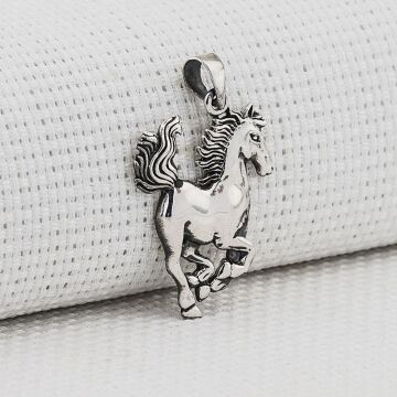 Asil At Tasarımlı 925 Ayar Gümüş Kolye Ucu