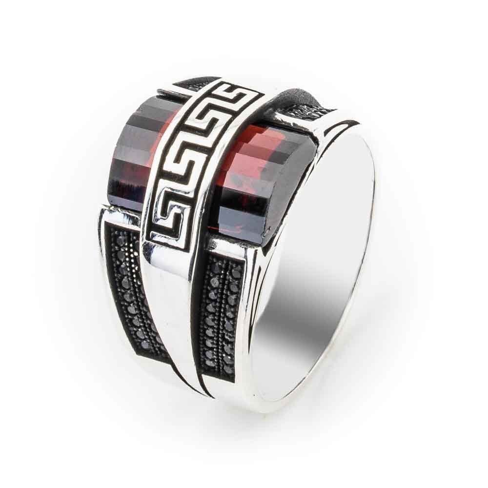 925 Ayar Gümüş Bombeli Zirkon Taşlı Erkek Yüzük