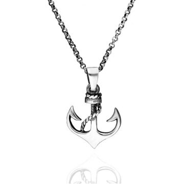 Çapa Tasarımlı 925 Ayar Gümüş Bayan Kolye 45 CM