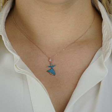 Turkuaz Nano Taş Semazen Model Bayan Kolye