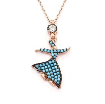 Turkuaz Nano Taş Semazen Model Bayan Kolye