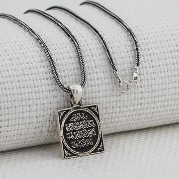 Nazar Duası Kalın Zincirli 925 Ayar Gümüş Kolye