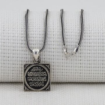 Nazar Duası Kalın Zincirli 925 Ayar Gümüş Kolye
