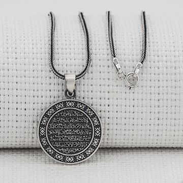 Ayetel Kürsi Dualı Kalın Zincirli 925 Ayar Gümüş Kolye