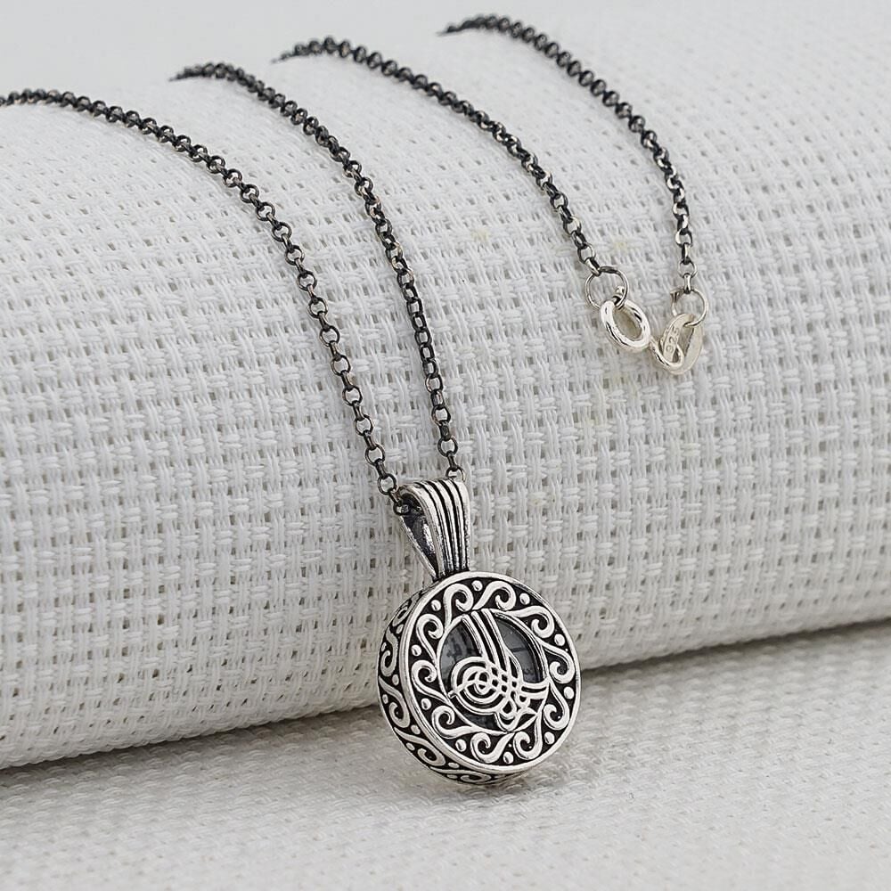 Cevşeni Kebir Dualı Osmanlı Tuğralı Gümüş Bayan Kolye