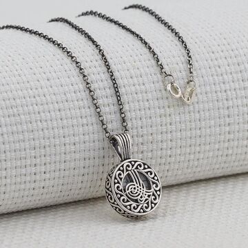 Cevşeni Kebir Dualı Osmanlı Tuğralı Gümüş Bayan Kolye