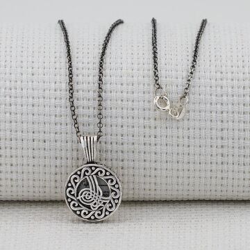 Cevşeni Kebir Dualı Osmanlı Tuğralı Gümüş Bayan Kolye