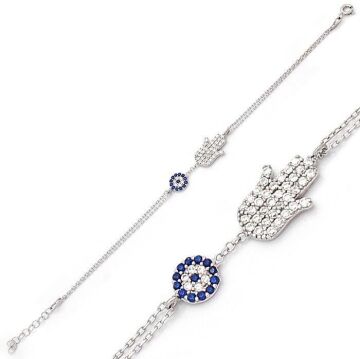 925 Ayar gümüş Zirkon Taşlı Fatma'nın Eli Model Bileklik