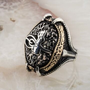 925 Ayar Gümüş Pençeli  Osmanlı Tuğrası Yüzük