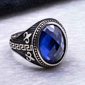 925 Ayar gümüş Mavi Zirkon  Taşlı Yüzük