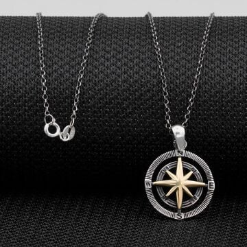 925 Ayar Gümüş Bayan Pusula kolye