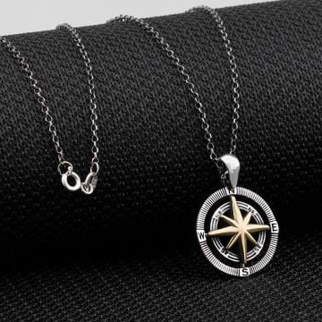 925 Ayar Gümüş Bayan Pusula kolye