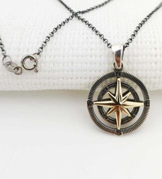 925 Ayar Gümüş Bayan Pusula kolye