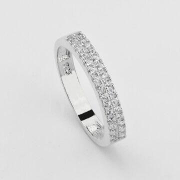 Çift Sıra Su Yolu Gümüş Bayan Set