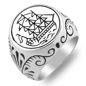 Gemi Tasarımlı 925 Ayar Gümüş Yüzük