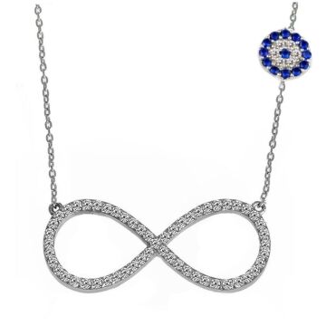 925 Ayar Gümüş Nazarlı Sonsuzluk Kolye